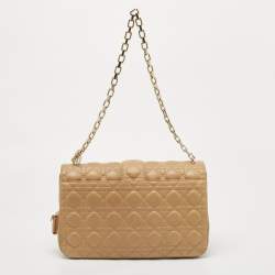 Pre Owned Dior Beige Cannage Leather Large Miss Dior Shoulder Bag