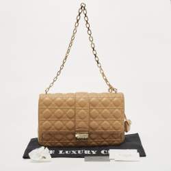 Pre Owned Dior Beige Cannage Leather Large Miss Dior Shoulder Bag