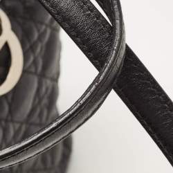 Pre Owned Dior Black Cannage Coated Canvas and Leather Medium Panarea Tote