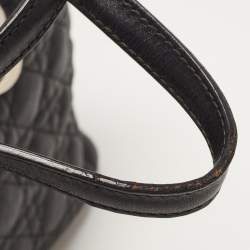Pre Owned Dior Black Cannage Coated Canvas and Leather Medium Panarea Tote