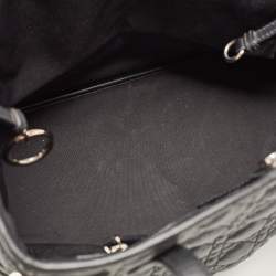 Pre Owned Dior Black Cannage Coated Canvas and Leather Medium Panarea Tote