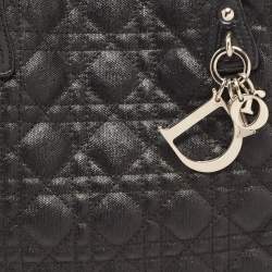 Pre Owned Dior Black Cannage Coated Canvas and Leather Medium Panarea Tote