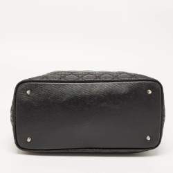 Pre Owned Dior Black Cannage Coated Canvas and Leather Medium Panarea Tote