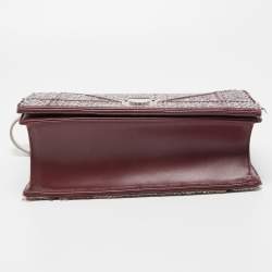 Pre Owned Dior Burgundy Tweed and Leather Medium Diorama Shoulder Bag