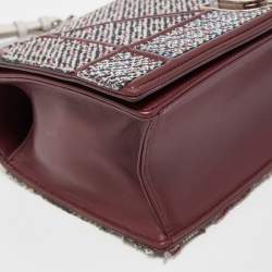Pre Owned Dior Burgundy Tweed and Leather Medium Diorama Shoulder Bag