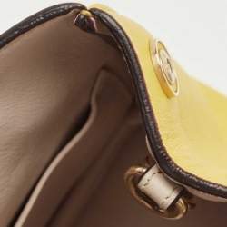 Pre Owned Dior Yellow Leather Mini Diorissimo Tote
