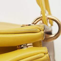 Pre Owned Dior Yellow Leather Mini Diorissimo Tote