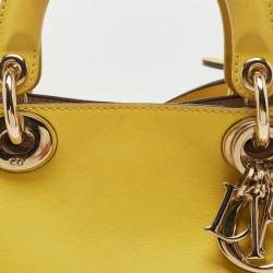 Pre Owned Dior Yellow Leather Mini Diorissimo Tote