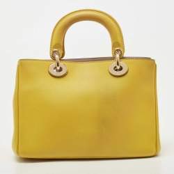 Pre Owned Dior Yellow Leather Mini Diorissimo Tote