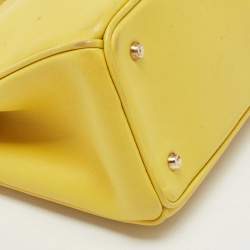 Pre Owned Dior Yellow Leather Mini Diorissimo Tote