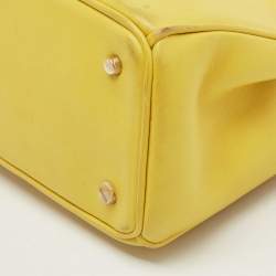 Pre Owned Dior Yellow Leather Mini Diorissimo Tote