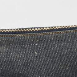 Pre Owned Dior Blue/Beige Denim Mini Saddle Bag