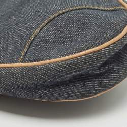 Pre Owned Dior Blue/Beige Denim Mini Saddle Bag