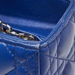 Pre Owned Dior Blue Cannage Leather Large Lady Dior Tote