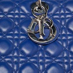 Pre Owned Dior Blue Cannage Leather Large Lady Dior Tote