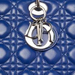 Pre Owned Dior Blue Cannage Leather Large Lady Dior Tote