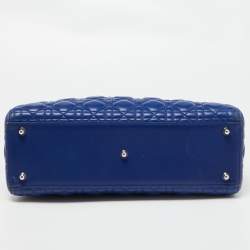Pre Owned Dior Blue Cannage Leather Large Lady Dior Tote