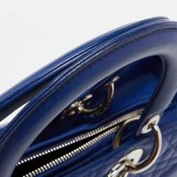 Pre Owned Dior Blue Cannage Leather Large Lady Dior Tote