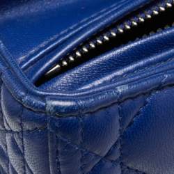 Pre Owned Dior Blue Cannage Leather Large Lady Dior Tote