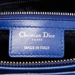 Pre Owned Dior Blue Cannage Leather Large Lady Dior Tote