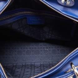 Pre Owned Dior Blue Cannage Leather Large Lady Dior Tote