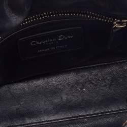 Pre Owned Dior Grey/Black Leopard Sequin, Leather and Wool Mini Lady Dior Tote