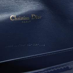 Pre Owned Dior Navy Blue Cannage Patent Leather Lady Dior Chain Clutch