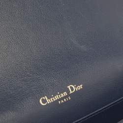 Pre Owned Dior Navy Blue Cannage Patent Leather Lady Dior Chain Clutch