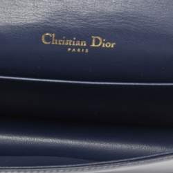 Pre Owned Dior Navy Blue Cannage Patent Leather Lady Dior Chain Clutch
