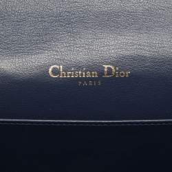 Pre Owned Dior Navy Blue Cannage Patent Leather Lady Dior Chain Clutch