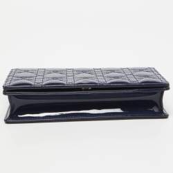 Pre Owned Dior Navy Blue Cannage Patent Leather Lady Dior Chain Clutch