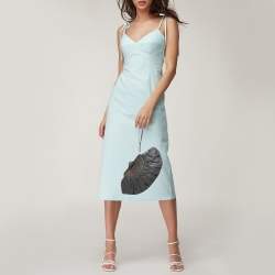 Pre Owned Dior Grey/Brown Pleated Leather Frame Clutch