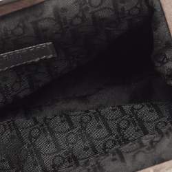 Pre Owned Dior Grey/Brown Pleated Leather Frame Clutch