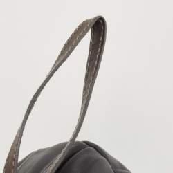 Pre Owned Dior Grey/Brown Pleated Leather Frame Clutch