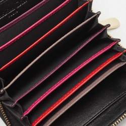 Pre Owned Dior Black Cannage Leather Compact Zip Around Wallet