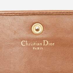 Pre Owned Dior Brown Cannage Leather Double Flap Continental Wallet