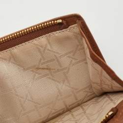 Pre Owned Dior Brown Cannage Leather Double Flap Continental Wallet