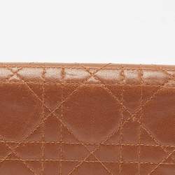 Pre Owned Dior Brown Cannage Leather Double Flap Continental Wallet
