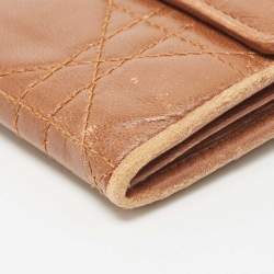 Pre Owned Dior Brown Cannage Leather Double Flap Continental Wallet