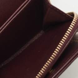 Dior Burgundy Leather Diorama Zip Compact Wallet