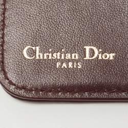 Dior Burgundy Leather Diorama Zip Compact Wallet