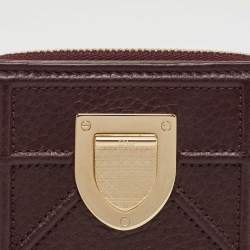 Dior Burgundy Leather Diorama Zip Compact Wallet