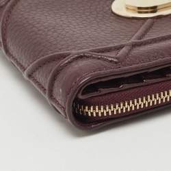 Dior Burgundy Leather Diorama Zip Compact Wallet