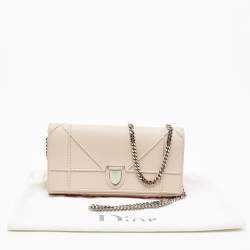 Pre Owned Dior Beige Leather Diorama Wallet on Chain