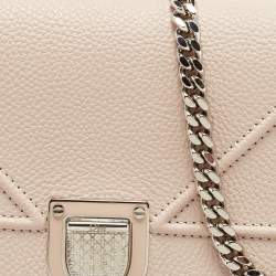 Pre Owned Dior Beige Leather Diorama Wallet on Chain