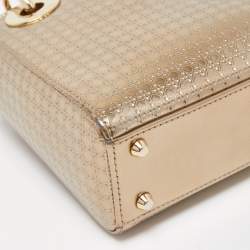 Pre Owned Dior Gold Microcannage Patent Leather Mini Lady Dior Tote
