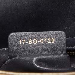 Pre Owned Dior Gold Microcannage Patent Leather Mini Lady Dior Tote
