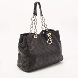 Pre Owned Dior Black Cannage Leather Large Soft lady Dior Tote