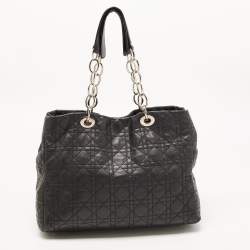 Pre Owned Dior Black Cannage Leather Large Soft lady Dior Tote