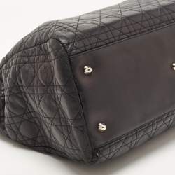 Pre Owned Dior Black Cannage Leather Large Soft lady Dior Tote